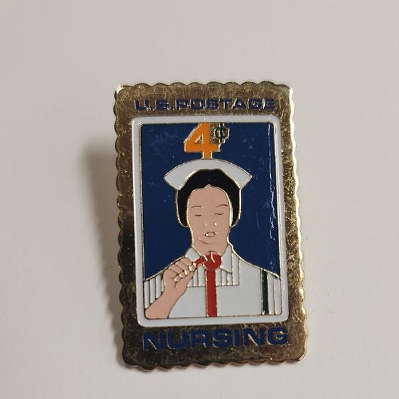 No Brand Jewelry - Vintage Jayne Co U.S. Gold Tone 4 Cent Postage Stamp Nursing Pin